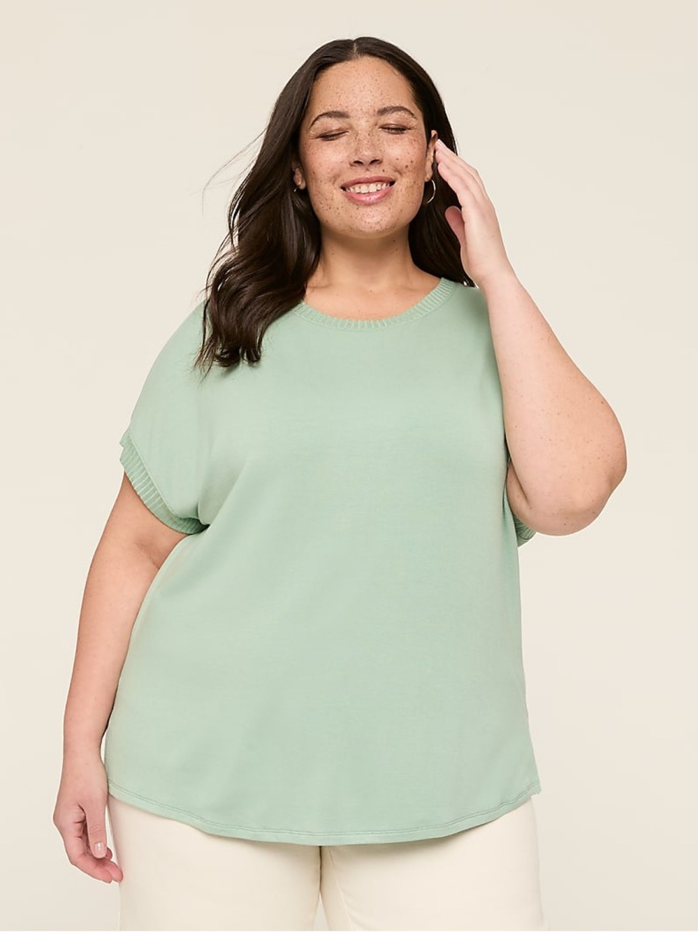 Lane Bryant Sage Green Crew Neck Terry Tee Size 14/16 NWT